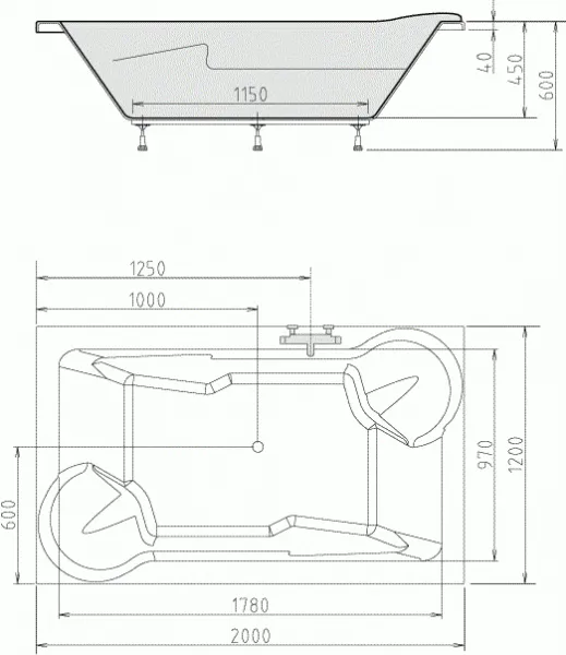 POLYSAN - DUO obdĺžniková vaňa 200x120x45cm, biela 16111