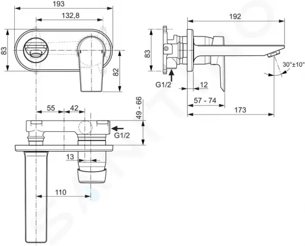 Ideal Standard Tesi - Umývadlová batéria pod omietku, diel 2, chróm A6578AA