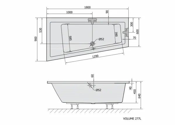 POLYSAN - ANDRA L asymetrická vaňa 180x90x45cm, biela 72872