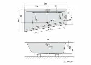 POLYSAN - ANDRA L asymetrická vaňa 180x90x45cm, biela 72872