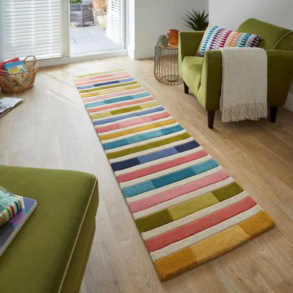 Flair Rugs koberce Ručne všívaný behúň Illusion Piano Pink/Multi - 60x230 cm