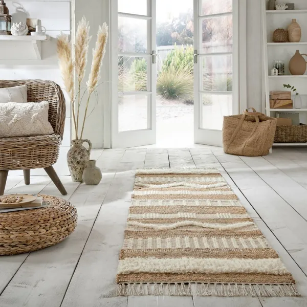 Flair Rugs koberce Behúň Jubilant Medina Jute Natural/Ivory - 60x230 cm