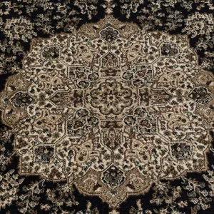 Koberec Kashmir Ornament, čierny / béžový