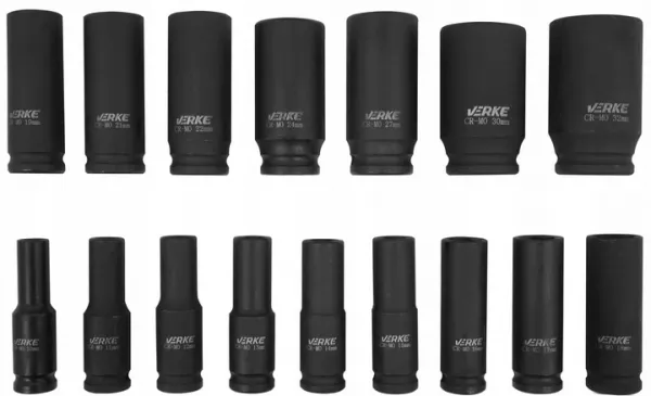 VERKE Sada rázových nadstavcov 1/2" od 10mm do 32mm