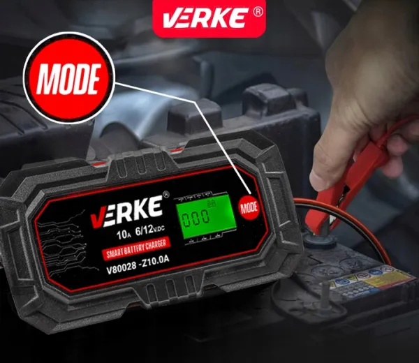 VERKE Mikroprocesorová autonabíjačka LCD 6V 12V 10A