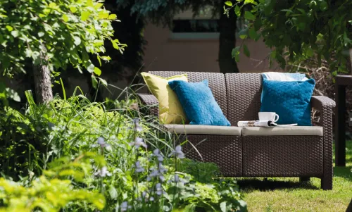Záhradná pohovka CORFU LOVE SEAT Allibert Hnedá
