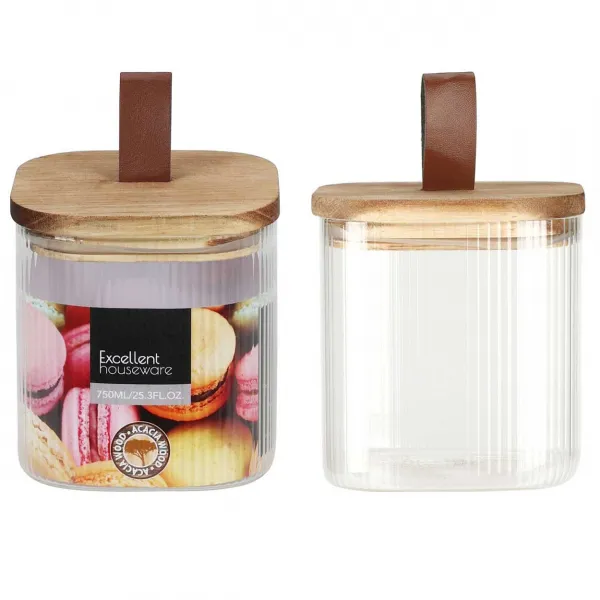 Excellent Houseware Sklenená dóza na potraviny Všetko v jednom 750 ml číra