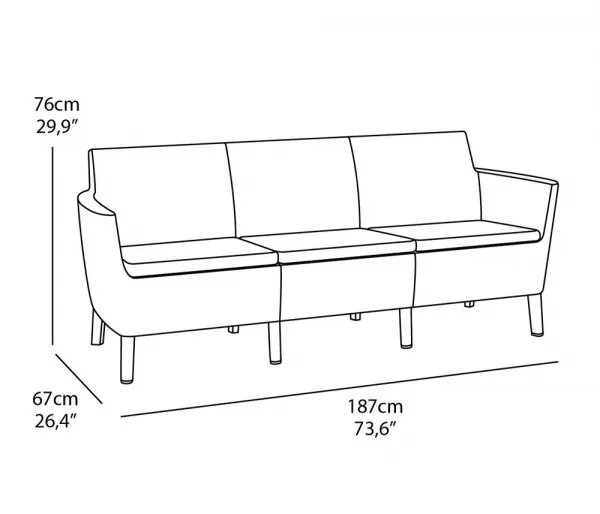 KETER Pohovka SALOMON 3 seater sofa | hnedá