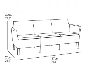 KETER Pohovka SALOMON 3 seater sofa | hnedá