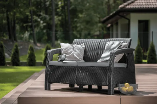Záhradná pohovka CORFU LOVE SEAT Allibert Grafit