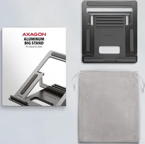 Nepřiřazeno AXAGON STND-L, hliníkový stojan pre notebooky 10" - 16", 4 nastaviteľné uhly