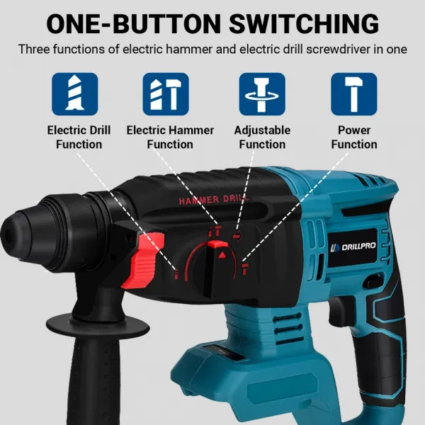 Súprava bezuhlíkového elektrického náradia DrillPro 4 in 1, 4 x batérie 2 ks nabíjačka Batéria: 2ks batéria