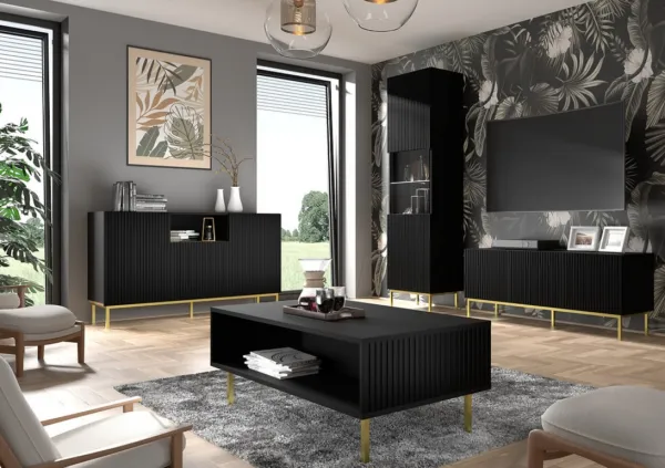 ARTBm Komoda RAVENNA B 2D3S 150 | čierna matná Prevedenie: Čierny mat  / čierne nohy