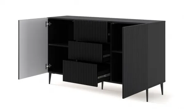 ARTBm Komoda RAVENNA B 2D3S 150 | čierna matná Prevedenie: Čierny mat  / čierne nohy