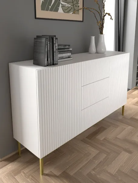 ARTBm Komoda RAVENNA B 2D3S 150 | biela matná Prevedenie: Biela matná / čierne nohy