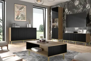ARTBm Komoda RAVENNA B 2D3S 150 | dub artisan / čierna matná Prevedenie: Dub artisan / čierny mat  / čierne nohy