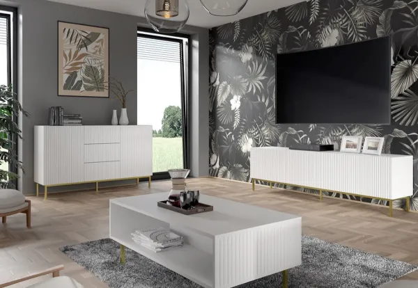 ARTBm Komoda RAVENNA B 3D3S 200 | biela matná Prevedenie: Biela matná / čierne nohy