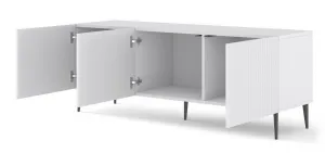 ArtBm TV stolík RAVENNA B 3D 150  | biela matná Prevedenie: Biely mat / čierna podnož