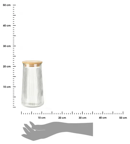 Excellent Houseware Sklenená dóza na potraviny Elegancia 1400 ml bambus/číra