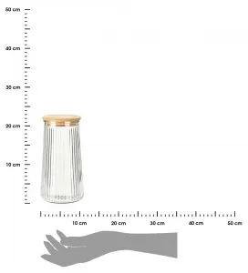 Excellent Houseware Sklenená dóza na potraviny Elegancia 1400 ml bambus/číra