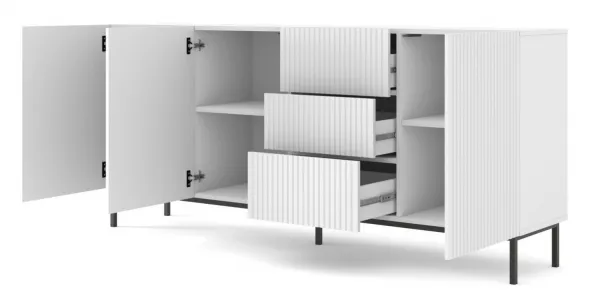 ARTBm Komoda RAVENNA B 3D3S 200 | biela matná Prevedenie: Biela matná / čierne nohy