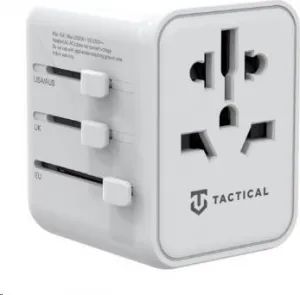 NoName Tactical cestovní adaptér pro EU/UK/USA/JAP/AUS/CNY, 1x USB-C + 1x USB A, 12W, bílá
