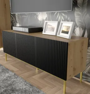 ARTBm TV stolík RAVENNA B 3D 150  | dub artisan / čierna matná Prevedenie: Dub artisan / čierny mat  / čierne nohy