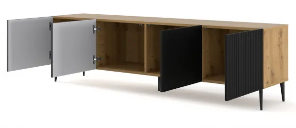 ArtBm TV stolík RAVENNA B 4D 200  | dub artisan / čierna matná Prevedenie: Dub artisan / čierna matná / čierna podnož