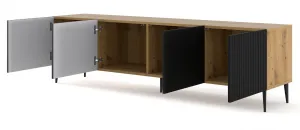 ArtBm TV stolík RAVENNA B 4D 200  | dub artisan / čierna matná Prevedenie: Dub artisan / čierna matná / čierna podnož