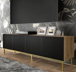 ArtBm TV stolík RAVENNA B 4D 200  | dub artisan / čierna matná Prevedenie: Dub artisan / čierna matná / čierna podnož