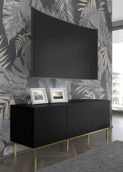 ARTBm TV stolík RAVENNA C 3D 150 | čierna lesklá Prevedenie: Čierna / čierny lesk / čierne nohy