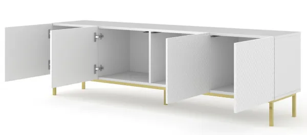 ARTBm TV stolík RAVENNA C 4D 200 | biela lesklá Prevedenie: Biela / biely lesk / čierne nohy