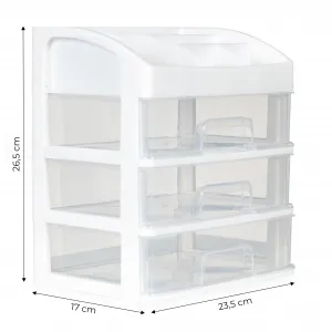 Organizér na kozmetiku so zásuvkami a priehradkami - biely