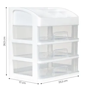 Organizér na kozmetiku so zásuvkami a priehradkami - biely