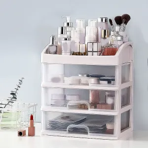 Organizér na kozmetiku so zásuvkami a priehradkami - biely