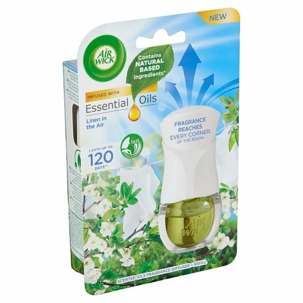 Air Wick Essential Oils Elektrický osviežovač vzduchu strojček a náplň prádlo vo vánku 19 ml