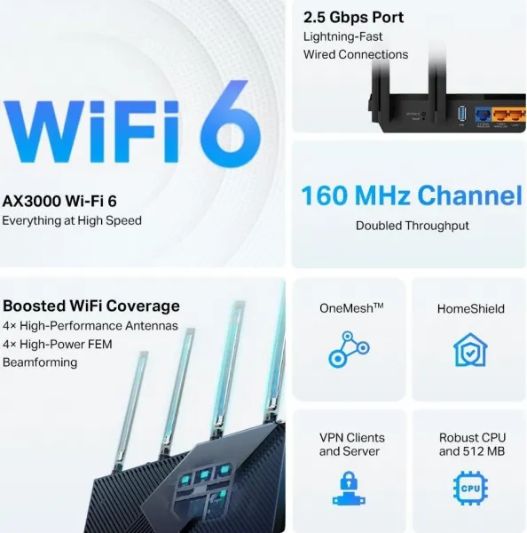 TP-LINK Archer AX55 AX3000 WiFi6 router