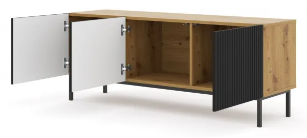 ARTBm Komoda RAVENNA B 3D3S 200 | dub artisan / čierna matná Prevedenie: Dub artisan / čierny mat  / čierne nohy