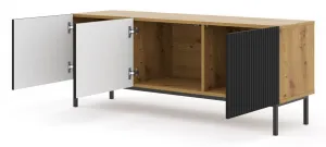 ARTBm Komoda RAVENNA B 3D3S 200 | dub artisan / čierna matná Prevedenie: Dub artisan / čierny mat  / čierne nohy