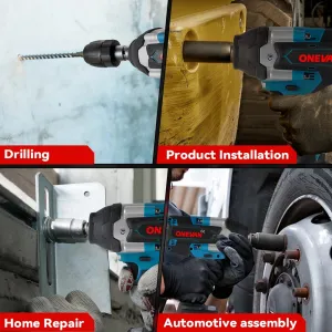 ONEVAN 1/2" 1800 N·m Momentový Bezuhlíkový Elektrický Rázový Uťahovák | Pre 18V Batériu Makita. Číslo 1 v TOP 5 Čínskych rázových uťahovákov Batéria: 2ks batéria