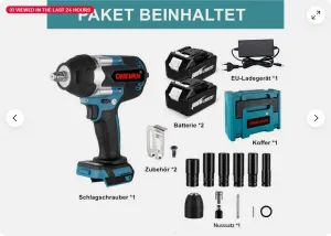 ONEVAN 1/2" 1800 N·m Momentový Bezuhlíkový Elektrický Rázový Uťahovák | Pre 18V Batériu Makita +10ks Gola sada v cene-Zeleno čierna farba