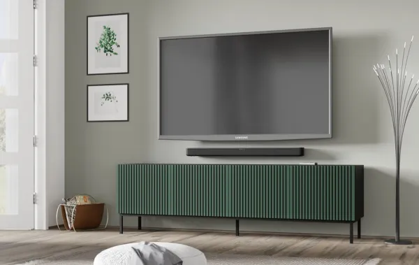 ARTBm TV stolík RAVENNA F 4D 200  | čierna matná / zelená Prevedenie: Čierny mat / zelená / čierna kovová podnož