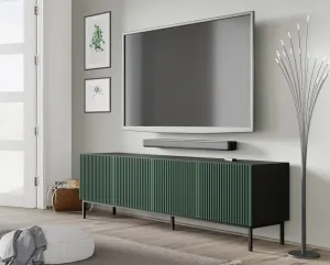 ARTBm TV stolík RAVENNA F 4D 200  | čierna matná / zelená Prevedenie: Čierny mat / zelená / čierna kovová podnož