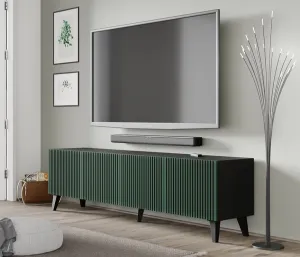ARTBm TV stolík RAVENNA F 4D 200  | čierna matná / zelená Prevedenie: Čierny mat / zelená / čierna kovová podnož