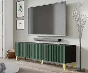 ARTBm TV stolík RAVENNA F 4D 200  | čierna matná / zelená Prevedenie: Čierny mat / zelená / čierna kovová podnož