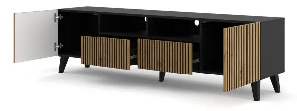 ARTBm TV stolík RAVENNA F 2D2S 200  | čierna matná / dub artisan Prevedenie: Čierna matná / dub artisan / čierne nohy