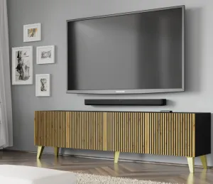 ArtBm TV stolík RAVENNA F 4D 200  | čierna matná / dub artisan Prevedenie: Dub artisan / čierna matná / čierna podnož
