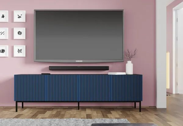 ARTBm TV stolík RAVENNA F 4D 200  | čierna matná / modrá Prevedenie: Čierny mat / modrá / čierne plastové nohy