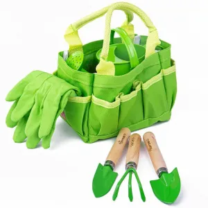 Bigjigs Toys Záhradný set náradia v plátené taške zelený