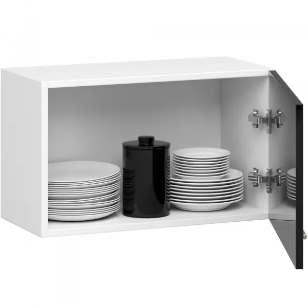 Ak furniture Závesná kuchynská skrinka Olivie W 60 cm biela/čierny lesk
